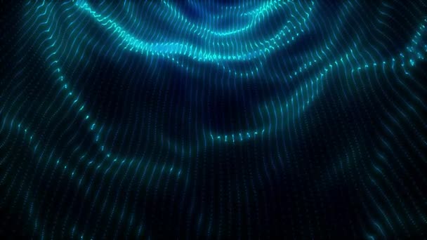 Welle Von Teilchen Abstrakter Hintergrund Mit Dynamischer Welle Big Data — Stockvideo
