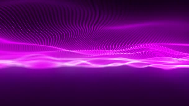 粒子的波涛动态波的抽象背景 大数据Fotage模板 动态粒子声波在黑暗中流动 模糊的灯光电影的抽象背景 美丽的波浪形状 — 图库视频影像