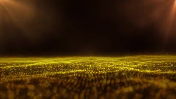 Wave Particles Abstract Background Golden Wave Big Data Footage Template — Vídeo de Stock