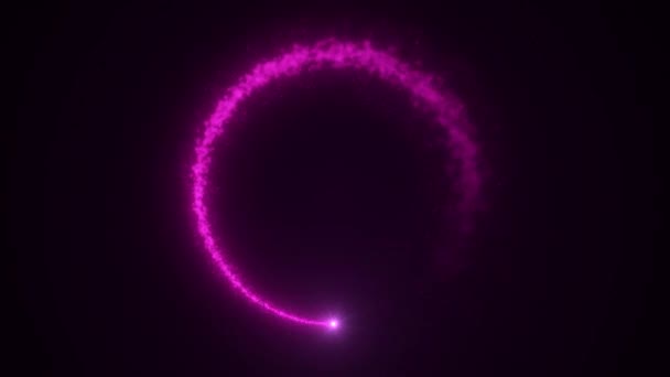 紫色照明圆框设计颗粒无缝环路 摘要宇宙生气勃勃的色圈背景 在黑暗的背景上闪烁着魔法光芒 顶级视觉造型风格 — 图库视频影像