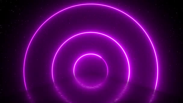 Futuristische Pinkfarbene Neonfarbene Laserringe Ultraviolett Fluoreszierendes Licht Retrotunnel Cyberpunk Straße — Stockvideo