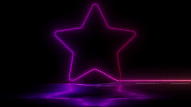Gradient Megvilágítja Absztrakt Csillag Mozgás Design Nedves Padló Neon Világítás — Stock videók
