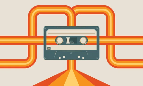 Zacht Groen Musiccasette Cassette Tape Vector Art Illustratie Geïsoleerd Beige — Stockvector