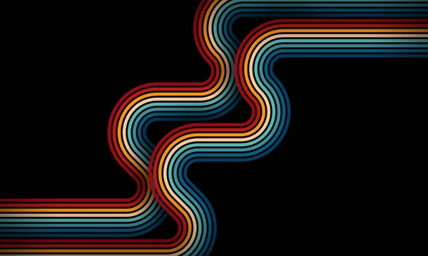 ヴィンテージストライプの背景 ポスター バナーサンプル 1970年代 70年代 80年代 90年代のレトロな色 レトロなヴィンテージ70年代スタイルのストライプの背景ポスターライン 図形ベクトル設計図1980年代 — ストックベクタ