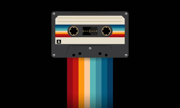 Retro Musiccasette Retro Barvami Osmdesátých Let Styl Kazetová Páska Vektorový — Stockový vektor