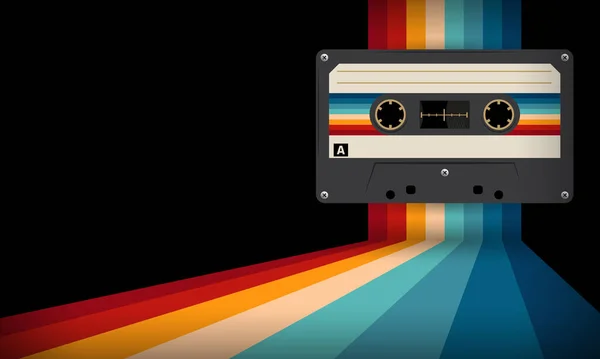 Retro Musikkassette Mit Retro Farben Achtziger Jahre Stil Kassettenband Vektor — Stockvektor