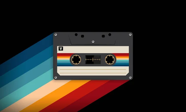 Musiccasette Rétro Avec Couleurs Rétro Style Années Cassette Illustration Image — Image vectorielle