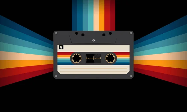 Musiccasette Rétro Avec Couleurs Rétro Style Années Cassette Illustration Image — Image vectorielle