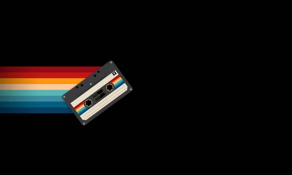 复古风格 复古色彩80年代风格 盒式磁带 矢量艺术图像插图 混合磁带复古盒式磁带设计 音乐复古和音频主题 合成波和蒸汽波模板 — 图库矢量图片