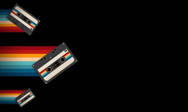 Musiccasette Retro Con Colores Retro Estilo Ochenta Cinta Cassette Ilustración — Vector de stock