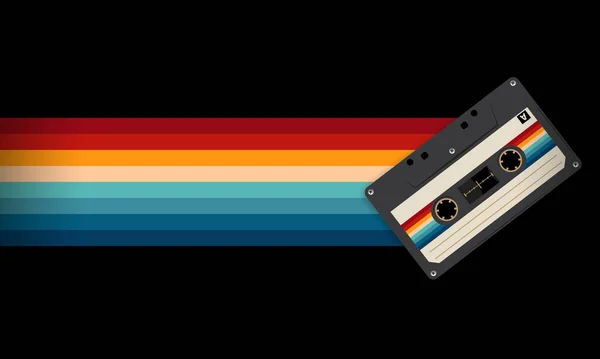 复古风格 复古色彩80年代风格 盒式磁带 矢量艺术图像插图 混合磁带复古盒式磁带设计 音乐复古和音频主题 合成波和蒸汽波模板 — 图库矢量图片