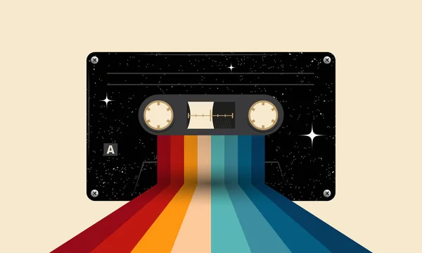 Retro Musiccasette Retro Color Cassette Tape Vector Art Image Illustration — стоковий вектор