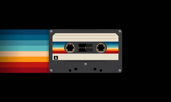 Retro Musikkassette Mit Retro Farben Achtziger Jahre Stil Kassettenband Vektor — Stockvektor