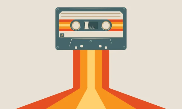 Zacht Groen Musiccasette Cassette Tape Vector Art Illustratie Geïsoleerd Beige — Stockvector