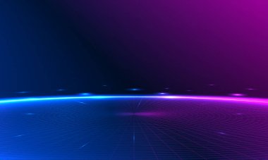 80 'lerin Retro-Bilim-Kurgu Fütüristik Ağ manzarası. 1980 'lerin dijital siber yüzey tarzı. Üç boyutlu illüstrasyon. Sonsuz ağ tabanı, uzay şebekesinin altındaki kuyruklu yıldızlar. Sentetik dalga teli net çizimi. 80 'ler, 90' lar Retro dalga siber şebekesi.