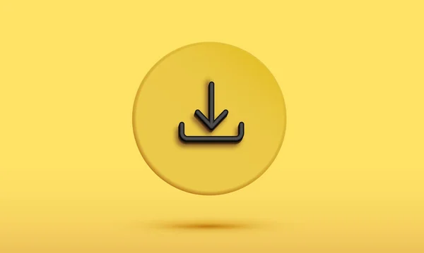 Amarelo Baixar Símbolo Ícone Sinal Fundo Botão Web Design Para — Vetor de Stock