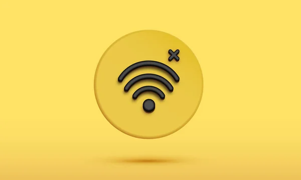Amarelo Falta Símbolo Wifi Wifi Problemas Sinal Ícone Fundo Realistic — Vetor de Stock