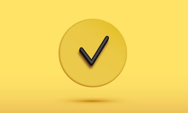 Símbolo Marca Verificação Amarelo Ícone Sinal Fundo Yello Buton Web — Vetor de Stock
