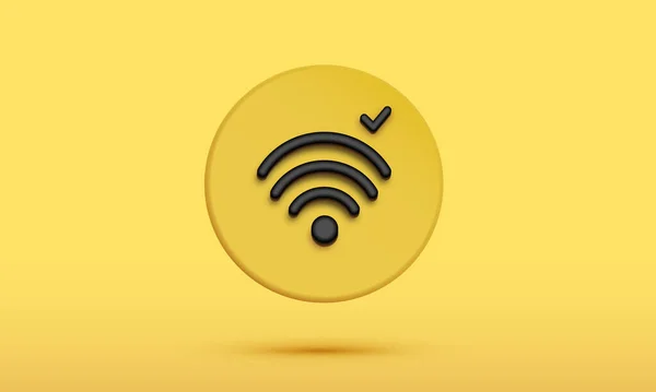 Símbolo Wifi Amarelo Ícone Sinal Trabalho Wifi Fundo Realistic Ilustração — Vetor de Stock