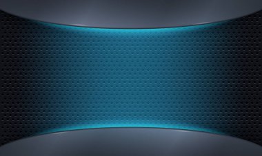 Karbon fiber doku arka planı, Yeni Teknoloji soyut, vektör illüstrasyonu. Altıgen koyu arkaplan. Siyah bal peteği soyut metal şebeke desenli duvar kâğıdı. Lambalardan ışık lekeleri.