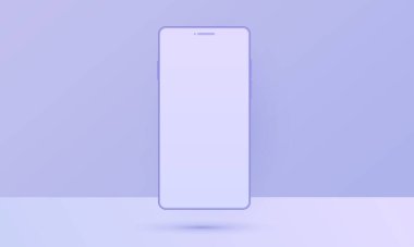Gerçekçi telefon modeli, gölge izole edilmiş killi mobil set konsepti. Boş ekran ile beyaz akıllı telefon görünümü, 3d vektör illüstrasyon Uygulama tasarım sunumu için maketi. 