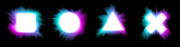 Set Van Retro Futurisme Vormen Geometrische Vloeistofelementen Holografische Achtergrondverlichting Jaren — Stockvector