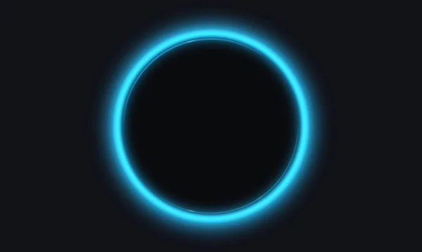 Render Blå Neon Rund Ram Cirkel Ring Form Tomt Utrymme — Stock vektor