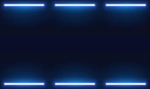 Blå Neonlampor Vektor Bakgrundsbelysning Nedre Vägg Med Lysrör Neon Ljusvektor — Stock vektor