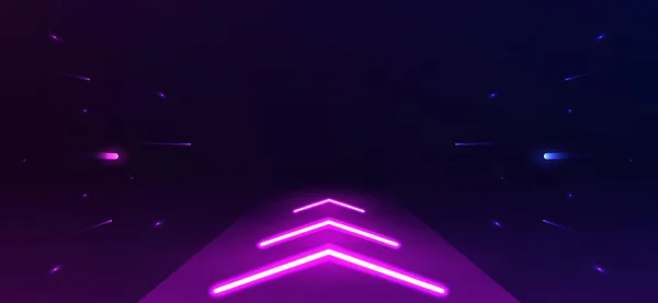 Futurisztikus Sci Elvont Neon Fény Alakzatok Fekete Háttér Ragyogó Vonalak — Stock Vector