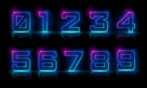 Render Nummer Nul Gloeiend Het Donker Roze Blauw Neon Licht — Stockvector