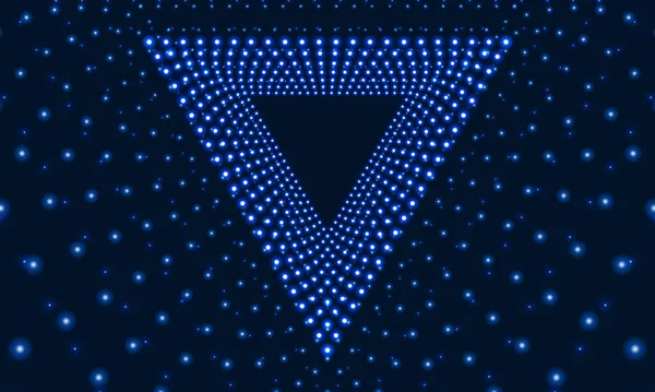 Trojúhelníkový Vektorový Obrázek Velkého Tunelu Abstraktní Digitální Pozadí Pozadí Počítačového — Stockový vektor