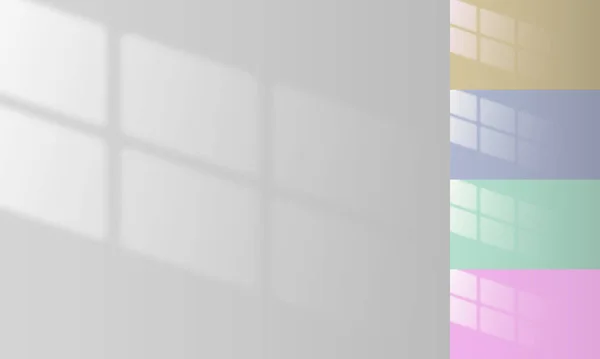 Вікно Скидає Тінь Порожню Стіну Мінімальний Фон Рожева Синя Зелена — стоковий вектор