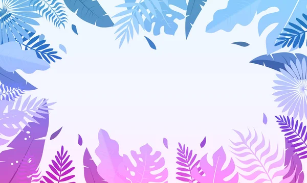 你好夏令概念设计 夏令全景 带着丛林异国情调树叶的抽象插图 五彩斑斓的设计 夏令背景和横幅 叶框模板 热带夏季装潢框架 — 图库矢量图片