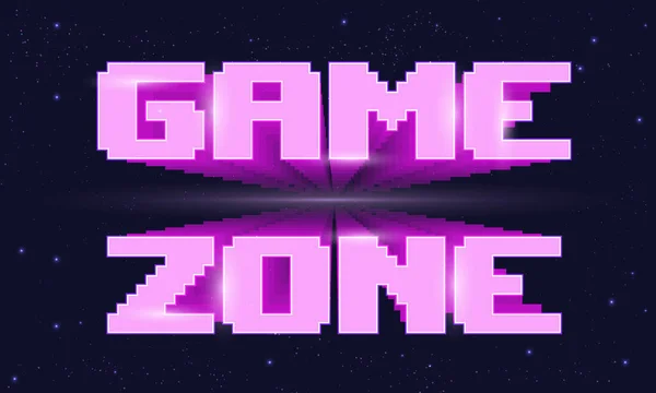 Sjabloon Met Woorden Game Zone Retro Futuristische Stijl Synthwave Draad — Stockvector