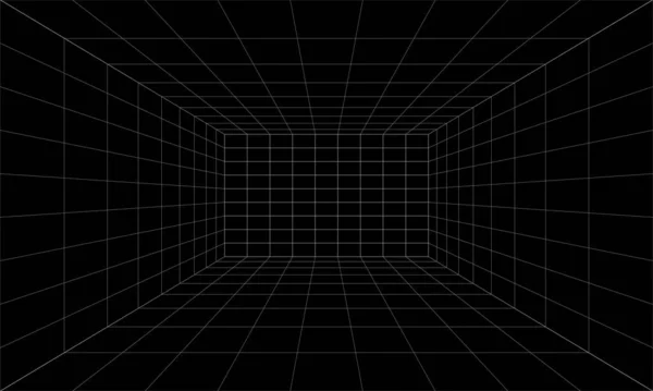 Espace Boîte Numérique Futuriste Vide Fond Gris Noir Avec Grille — Image vectorielle