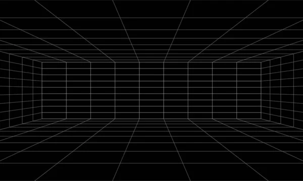 Leere Futuristische Digitale Box Raum Grau Schwarz Hintergrund Mit Weißen — Stockvektor