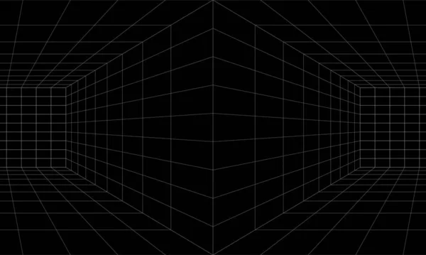 Espace Boîte Numérique Futuriste Vide Fond Gris Noir Avec Grille — Image vectorielle