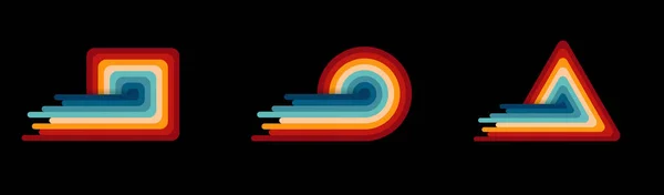 Abstraktes Hintergrunddesign Der 1970Er Jahre Futuristischen Retro Stil Mit Farbenfrohen — Stockvektor