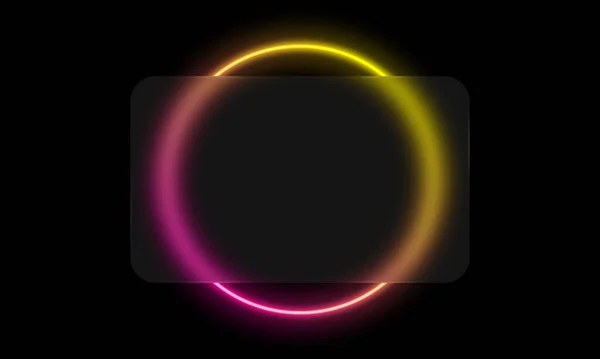 Glas Morfism Kreditkort Mall Plast Rektangel Glow Ljus Ring Svart — Stock vektor