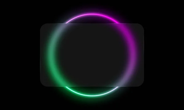 Glas Morfism Kreditkort Mall Plast Rektangel Glow Ljus Ring Svart — Stock vektor