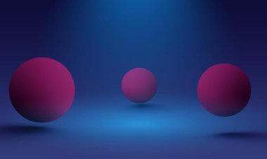 Vektör 3 boyutlu küreler. Vektör çizimi. 3D renkli kürelerin vektör çizimi, uçan küreler, üç boyutlu figürlerden soyutlama, küreli uzay, 3D nesneler