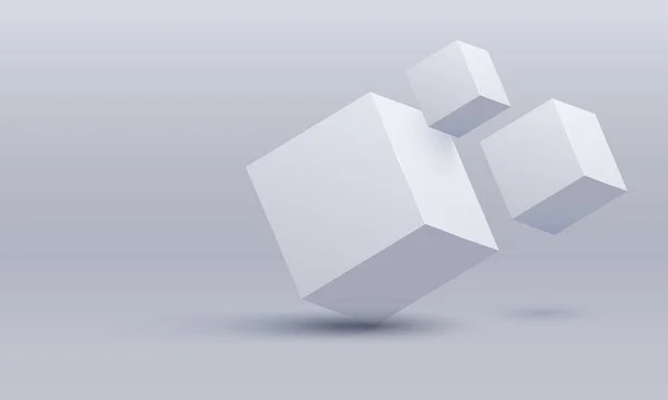White Lavender Cubes Box Vector Illustration Vector Illustration Cubes Flying — Stock Vector
