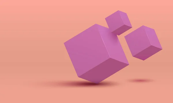 白とラベンダーのキューブ ベクトルイラスト 3Dキューブ フライングキューブ 三次元図形からの抽象化 キューブと空間 3Dオブジェクトのベクトル図 — ストックベクタ