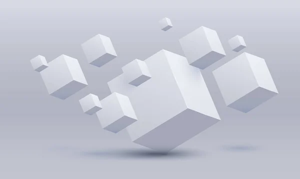 Белый Лавандовый Кубики Коробка Векторная Иллюстрация Векторная Иллюстрация Трехмерных Кубов — стоковый вектор