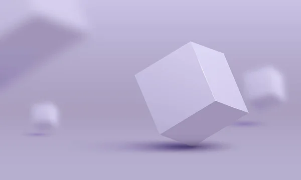Белый Лавандовый Кубики Коробка Векторная Иллюстрация Векторная Иллюстрация Трехмерных Кубов — стоковый вектор