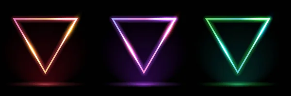 Rendu Cadre Triangle Néon Bleu Forme Triangle Espace Vide Lumière — Image vectorielle