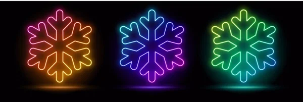 Rendu Bleu Néon Forme Flocon Neige Espace Vide Lumière Ultraviolette — Image vectorielle