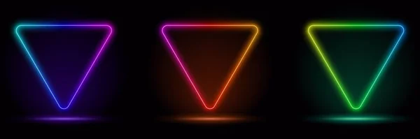 Рендеринг Голубой Неоновый Треугольник Треугольная Форма Пустое Пространство Ультрафиолетовый Свет — стоковый вектор