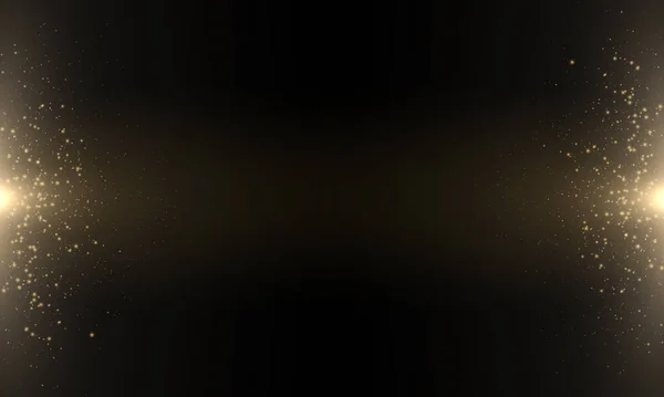 Abstraite Chute Lumières Dorées Poussière Magique Éblouissement Fête Noël Arrière — Image vectorielle