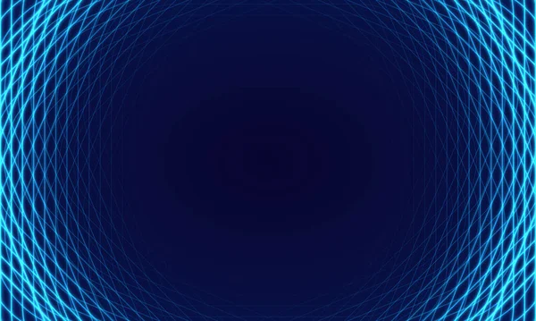 数字几何元素抽象矢量背景 深蓝色背景 现代线条曲线抽象奢华展示背景 明亮的霓虹灯照亮宇宙生机勃勃的蓝色隧道 — 图库矢量图片